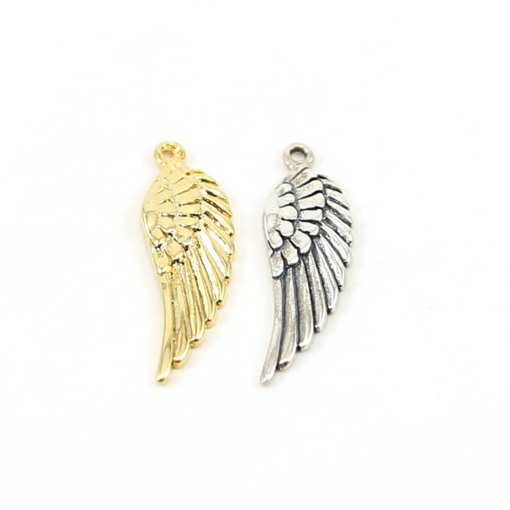 Sterling Silver or Vermeil Detailed Angel Wing Charm Religious Spiritual
