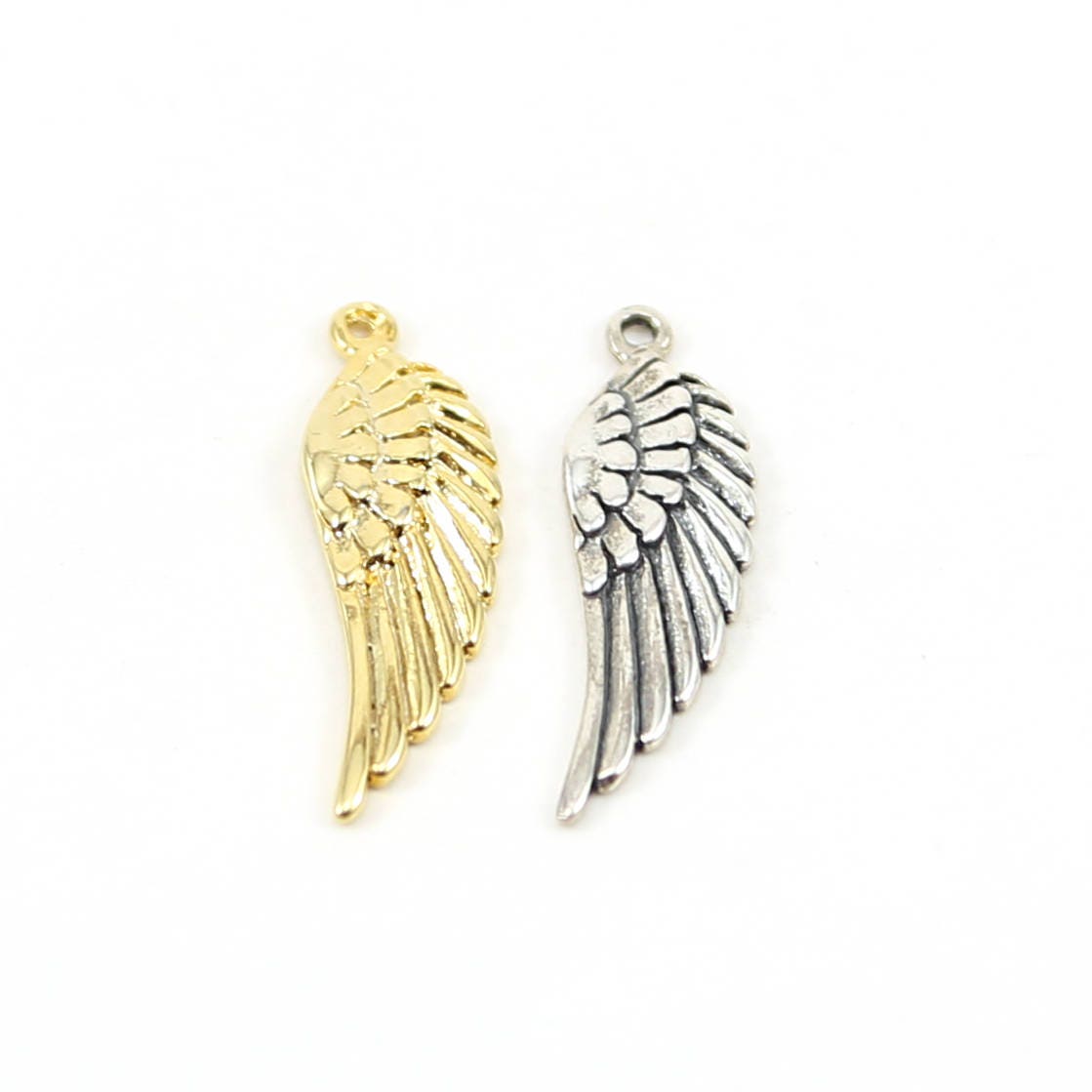 Sterling Silver or Vermeil Detailed Angel Wing Charm Religious Spiritual