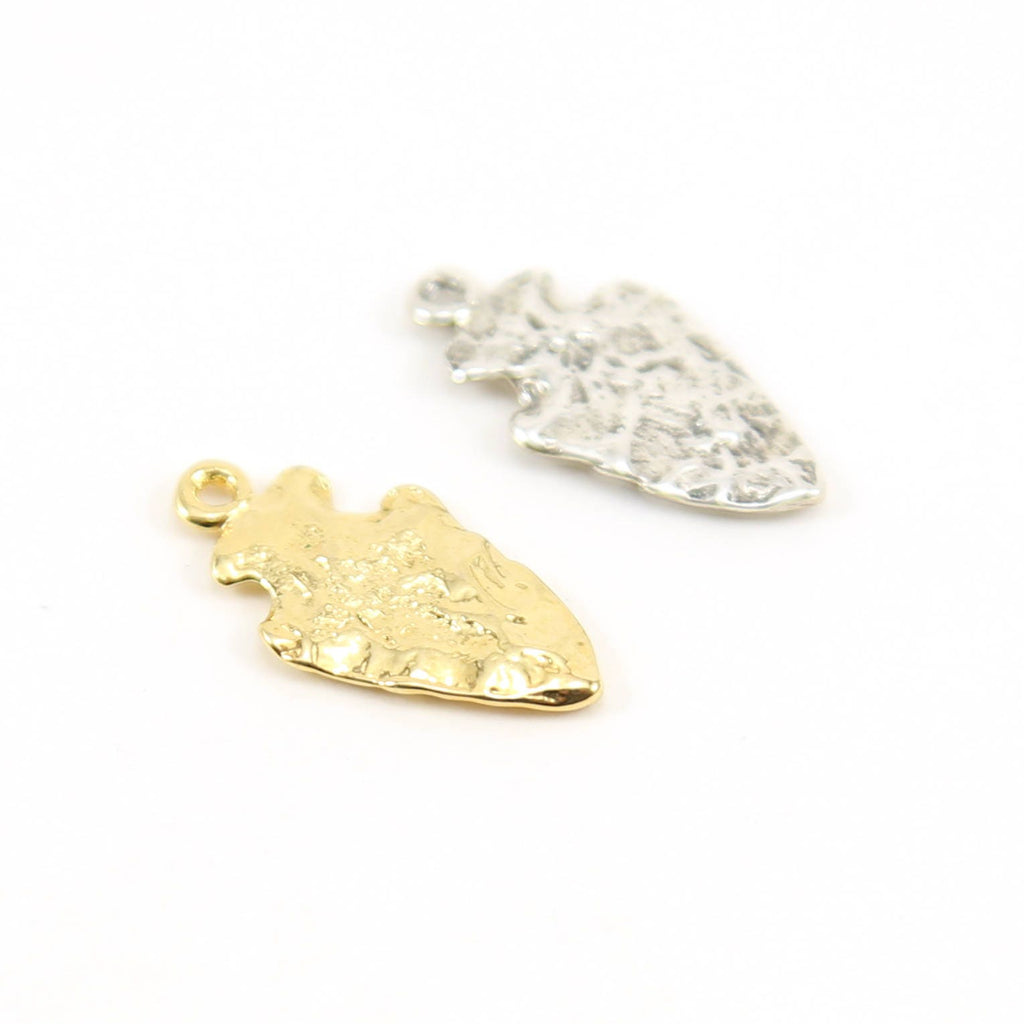 Sterling Silver or Vermeil Hammered Textured Arrowhead Pendant Charm