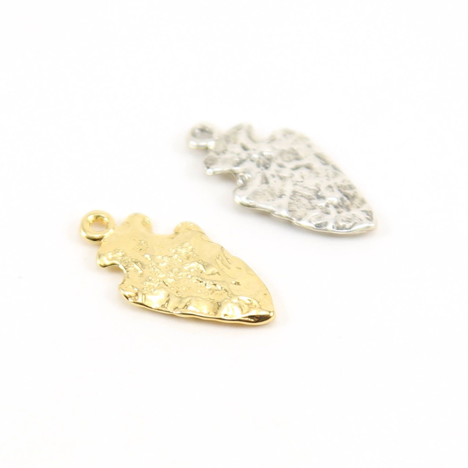 Sterling Silver or Vermeil Hammered Textured Arrowhead Pendant Charm