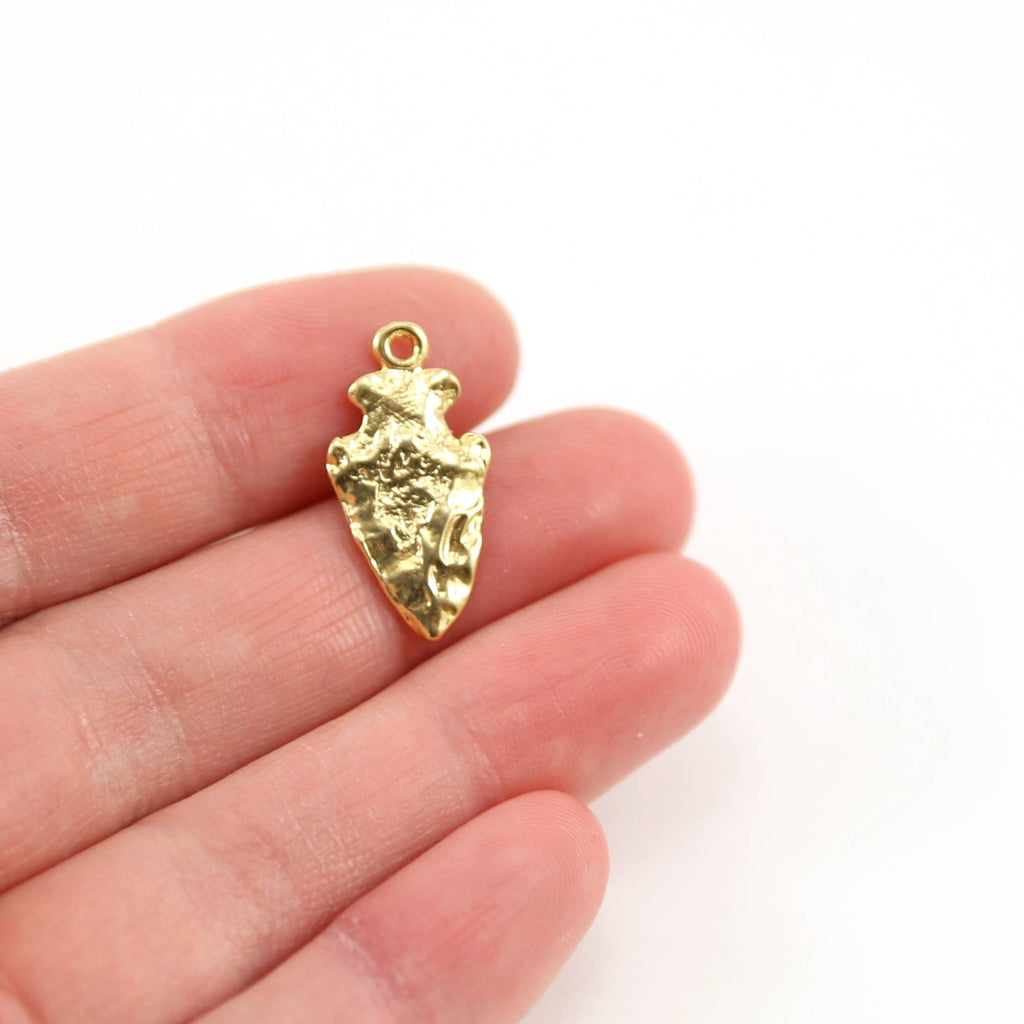 Sterling Silver or Vermeil Hammered Textured Arrowhead Pendant Charm