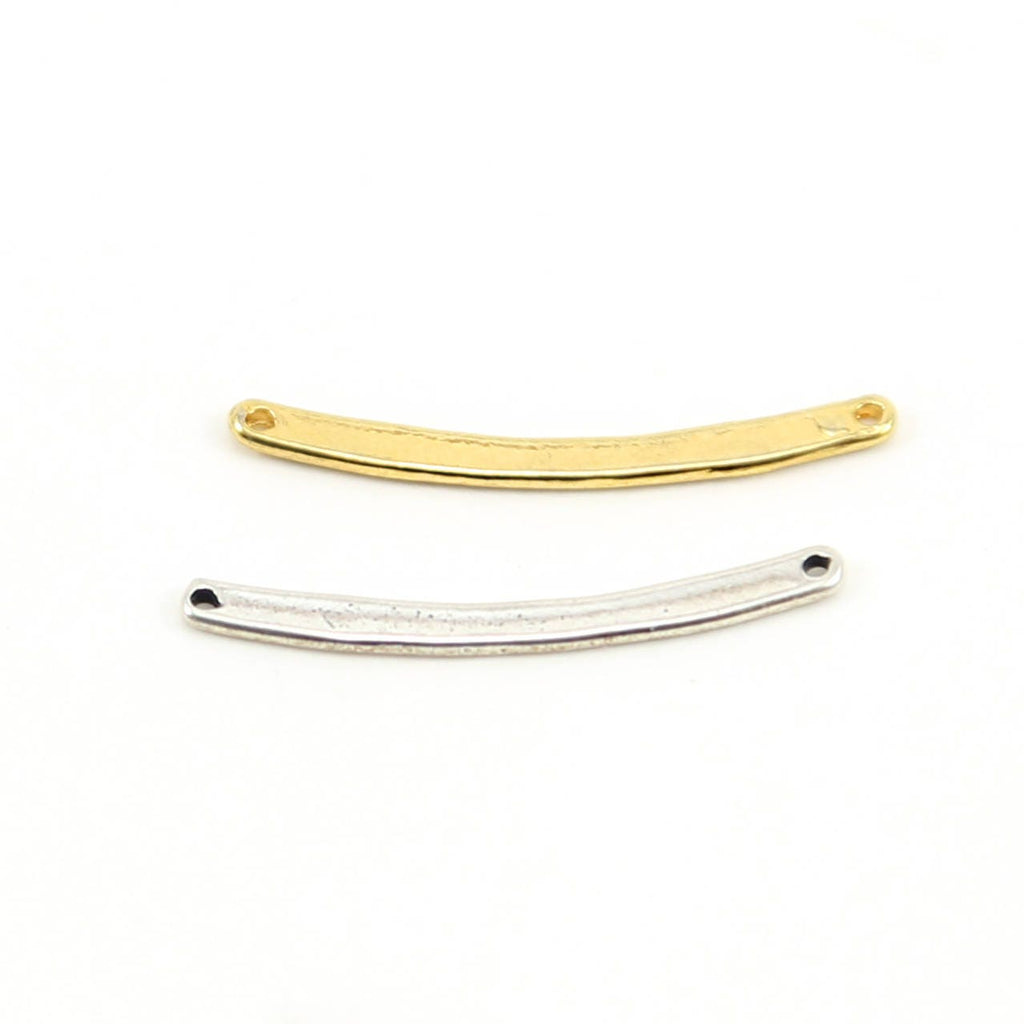 Sterling Silver or Vermeil Curved Bar Connector Charm with 2 Hole