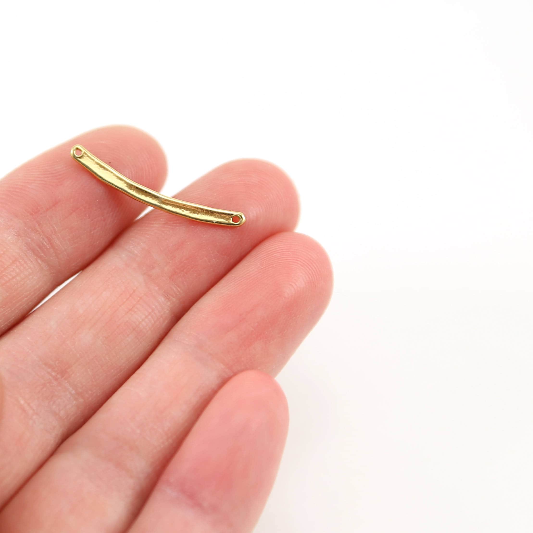 Sterling Silver or Vermeil Curved Bar Connector Charm with 2 Hole