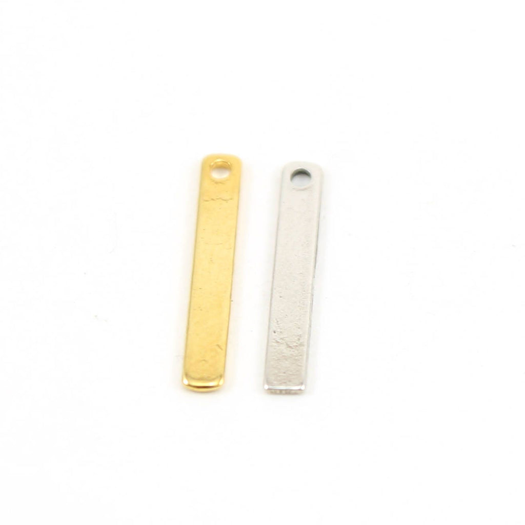 Sterling Silver or Vermeil Flat Bar Charm Pendant with Hole