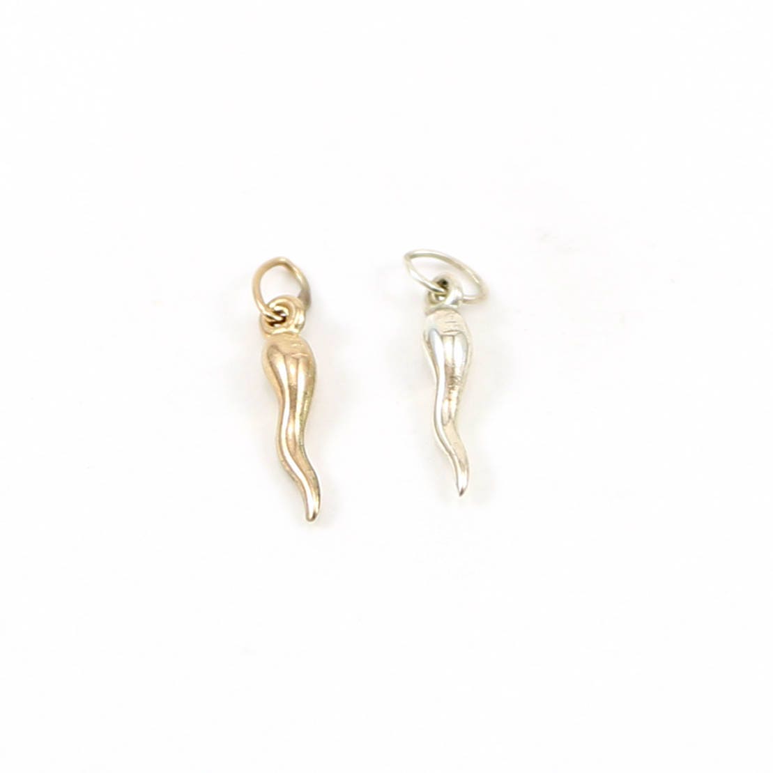 Sterling Silver or 14K Gold Filled Tiny Little Italian Horn Cornicello Charm