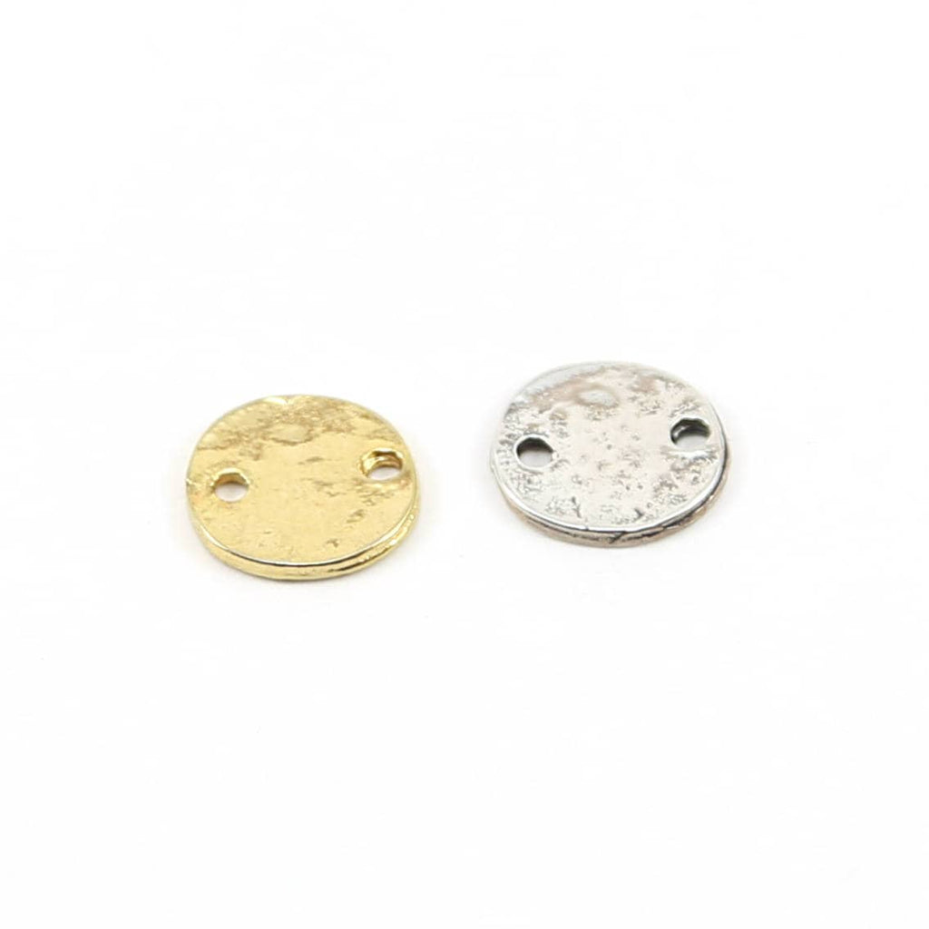 Sterling Silver or Vermeil Double Hole Textured Hammered Circle Connector