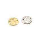 Sterling Silver or Vermeil Double Hole Textured Hammered Circle Connector