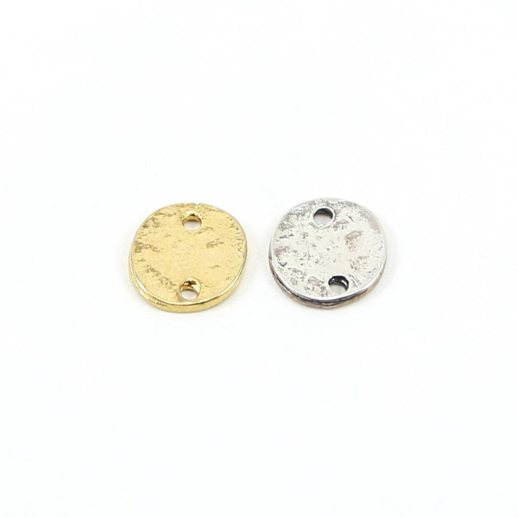 Sterling Silver or Vermeil Double Hole Textured Hammered Circle Connector