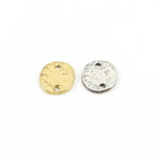Sterling Silver or Vermeil Double Hole Textured Hammered Circle Connector