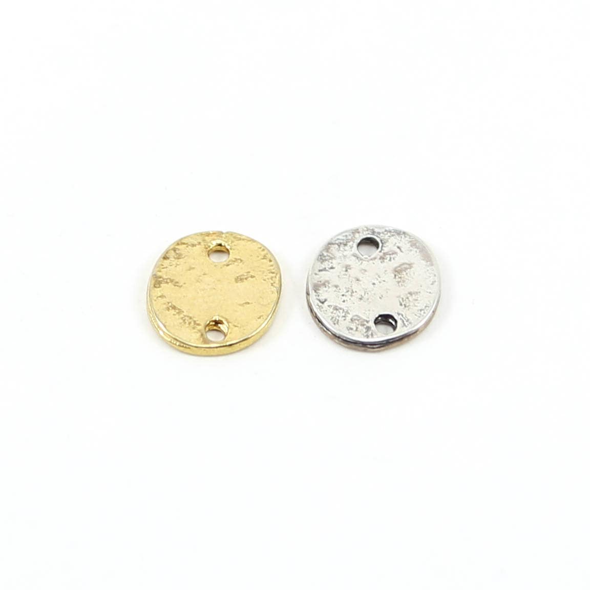 Sterling Silver or Vermeil Double Hole Textured Hammered Circle Connector