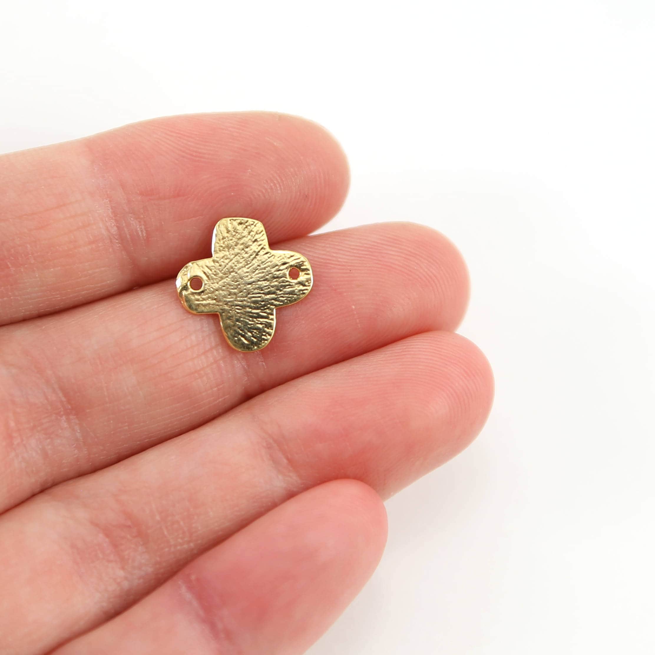 13mmx13mm Sterling Silver or Vermeil Textured Brushed Four Leaf Clover