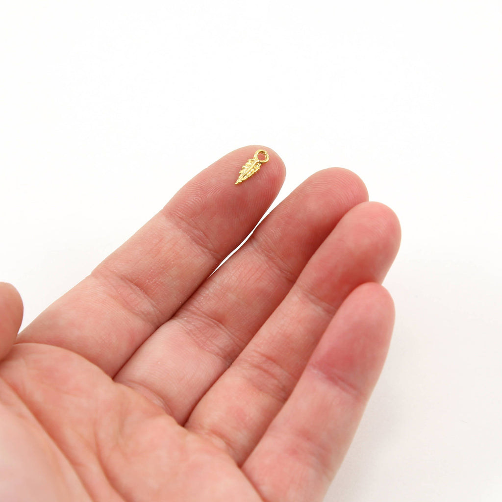 9mmx3mm Sterling Silver or Vermeil Teeny Tiny Leaf Charms Small Nature (2pc)