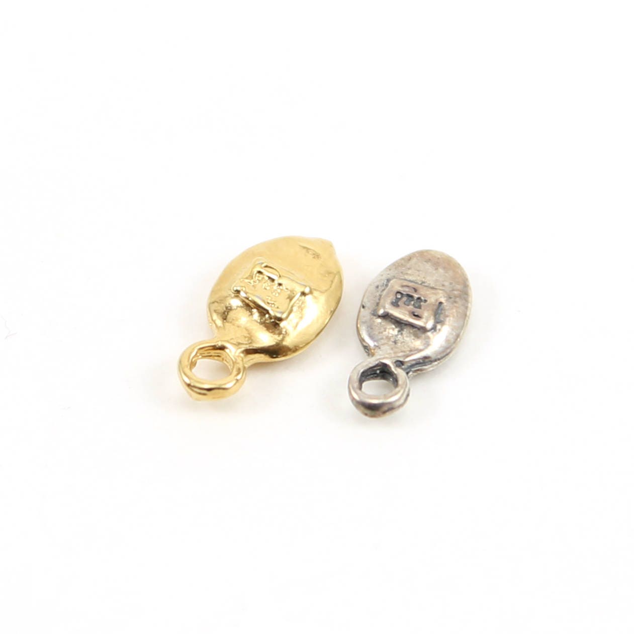 Sterling Silver or Vermeil Tiny Cross Thick Oval Charm in or Small Religious