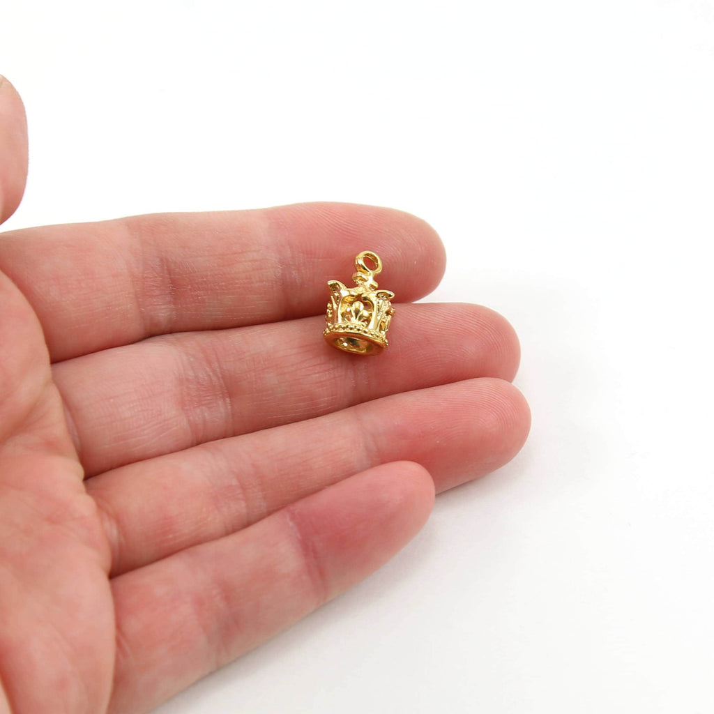 Sterling Silver or Vermeil Realistic 3D Queen Princess Crown Royal Charm