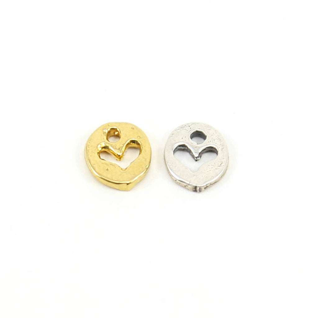 9mmx8mm Sterling Silver or Vermeil Oval Heart Silhouette Cut Out Charm
