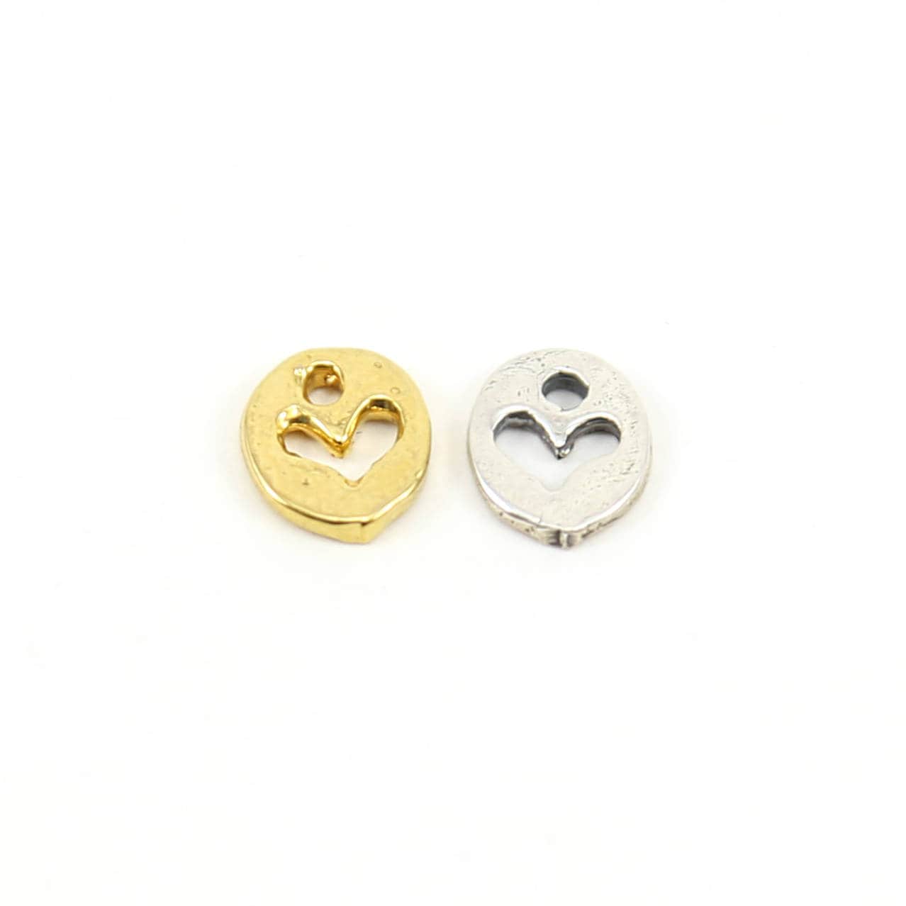 9mmx8mm Sterling Silver or Vermeil Oval Heart Silhouette Cut Out Charm