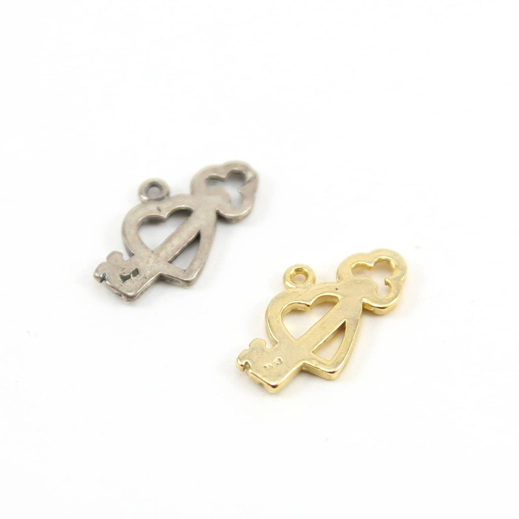 Sterling Silver or Vermeil Key in Heart Charm in or Love Friendship Romantic