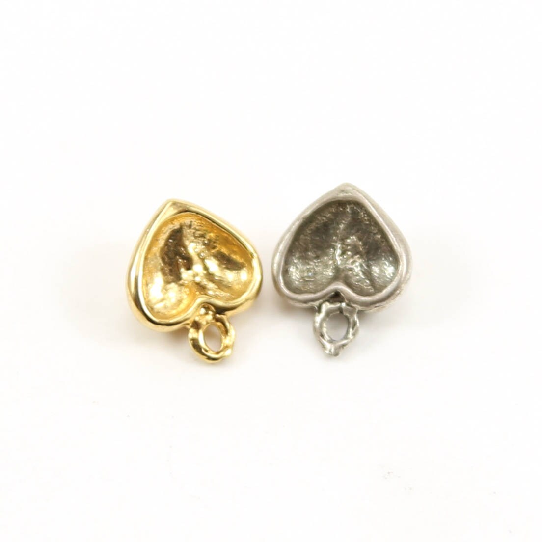 10mmx8mm Sterling Silver or Vermeil Tiny Heart Raised on Larger Heart Charm