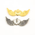 Sterling Silver or Vermeil Large Heart with Detailed Wing Charm
