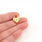 Sterling Silver or Vermeil Thick Heart with Lock Charm in or Love Valentines