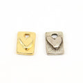 11mmx8mm Sterling Silver or Vermeil Raised Heart on Rectangle Tag Charm