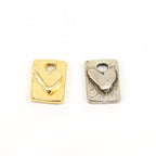 11mmx8mm Sterling Silver or Vermeil Raised Heart on Rectangle Tag Charm