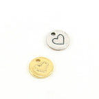 8mm Sterling Silver or Vermeil Tiny Heart Stamped Coin Round Disk Charm