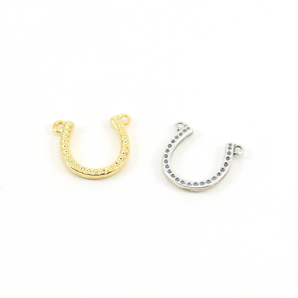 Sterling Silver or Vermeil Detailed Horseshoe Connector Horse Lover Charm Good