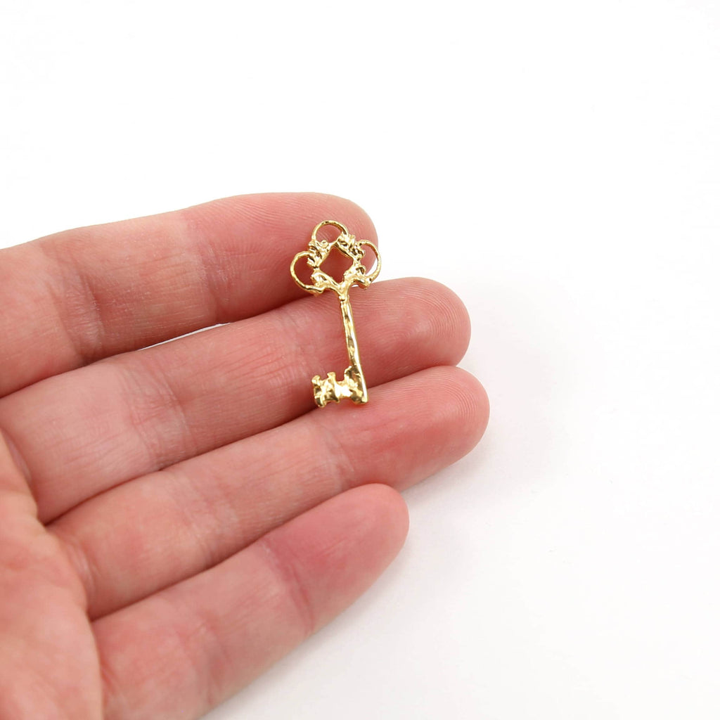 Sterling Silver or Vermeil Victorian Fancy Skeleton Key in or Key Pendant