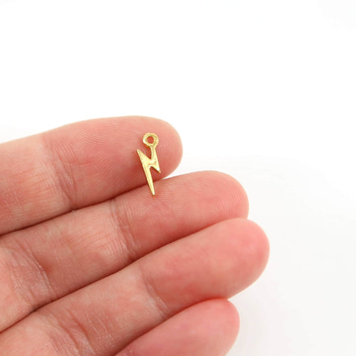 11mmx4mm Sterling Silver or Vermeil Tiny Lightning Bolt Charm (2pc)