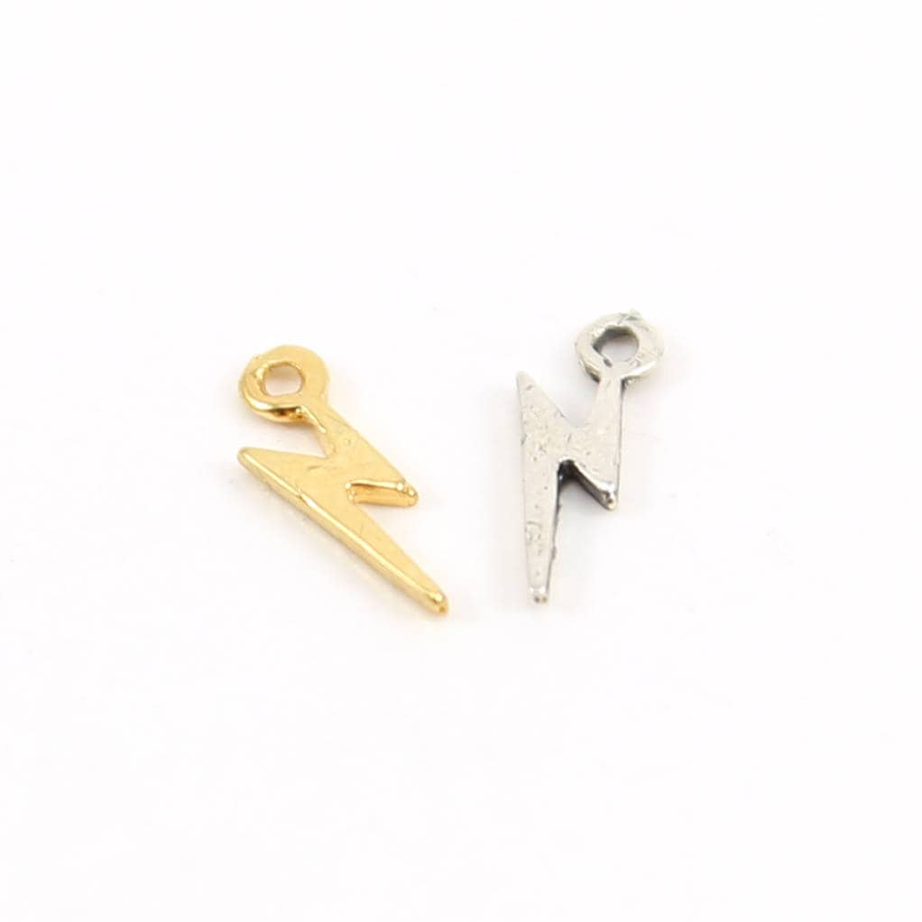 11mmx4mm Sterling Silver or Vermeil Tiny Lightning Bolt Charm (2pc)