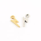 Sterling Silver or Vermeil Tiny Lightning Bolt Charm in or Storm Nature (2pc)