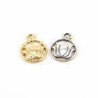 17mmx13mm Sterling Silver or Vermeil Lotus Outline in Round Circle Charm