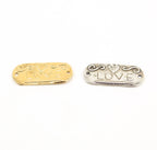 25mmx12mm Sterling Silver or Vermeil Organic Love Engraved Oval Connector