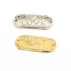 25mmx12mm Sterling Silver or Vermeil Organic Love Engraved Oval Connector