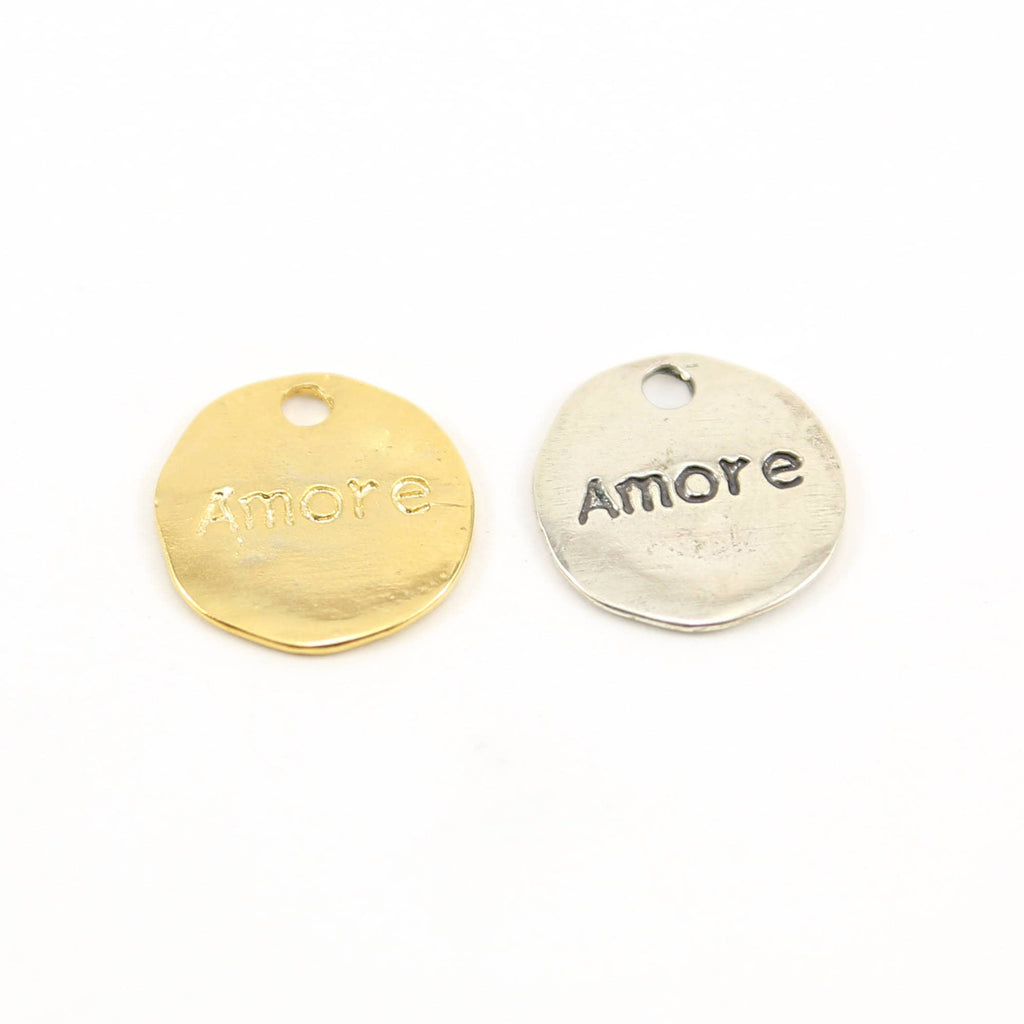 18mm Sterling Silver or Vermeil Large Double Sided Coin Stamped with Love