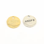 18mm Sterling Silver or Vermeil Large Double Sided Coin Stamped with Love