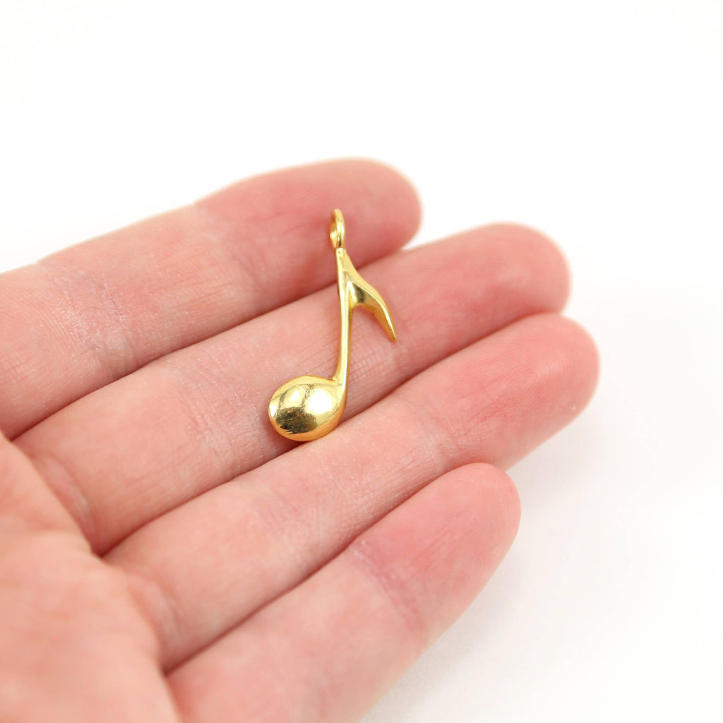 25mmx8mm Sterling Silver or Vermeil Large Musical Eighth Note Artist Singer