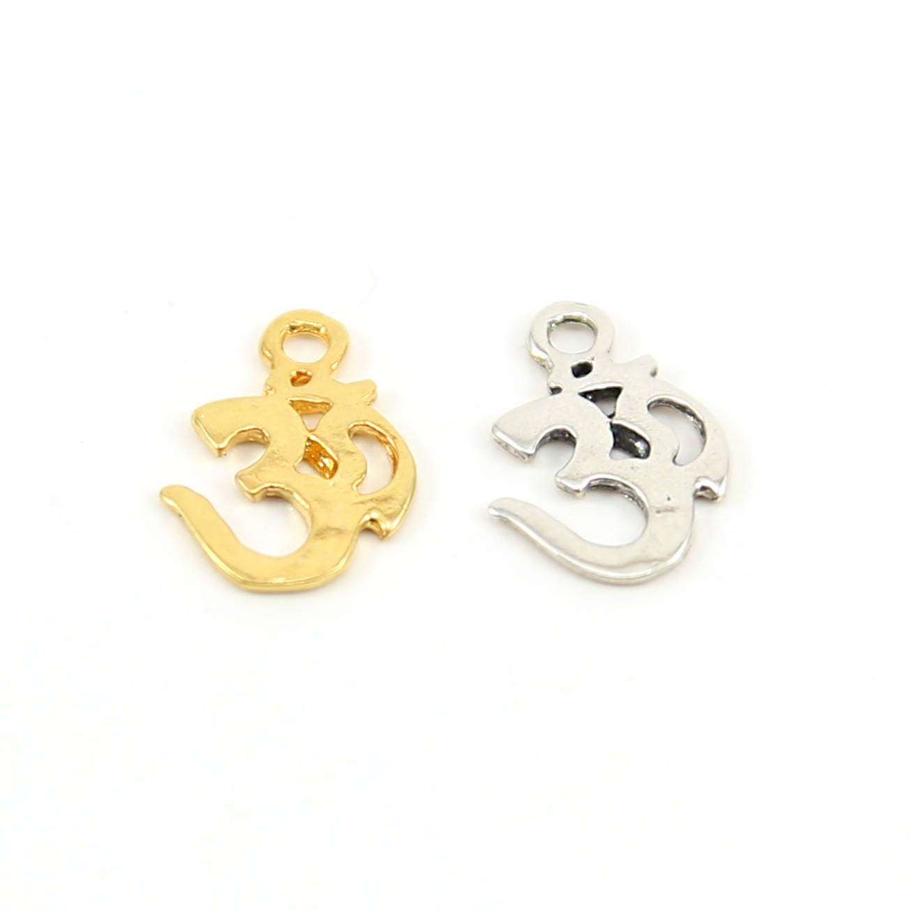 14mmx10mm Sterling Silver or Vermeil Small Om Buddha Mantra Yoga Charm Flat
