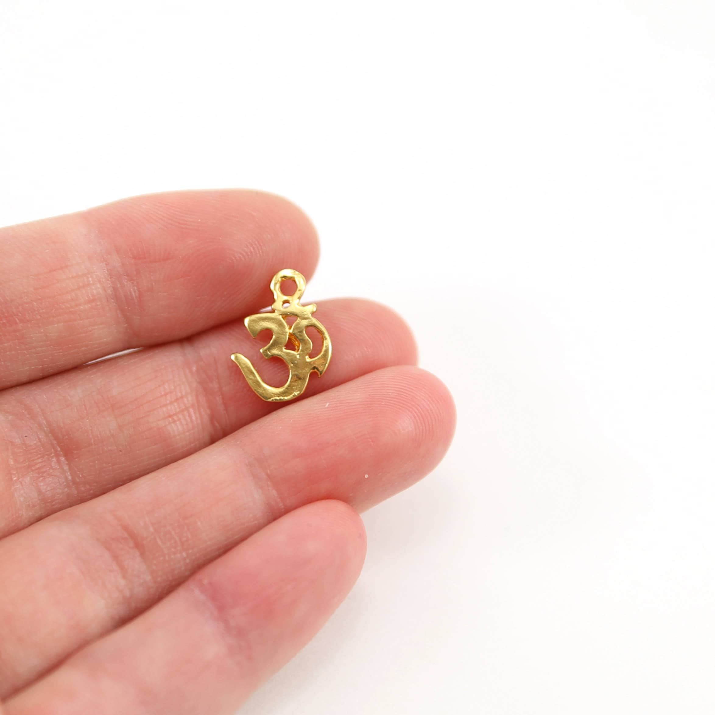 14mmx10mm Sterling Silver or Vermeil Small Om Buddha Mantra Yoga Charm Flat