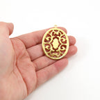 44mmx33mm Sterling Silver or Vermeil Large Filigree Art Decor Victorian Oval