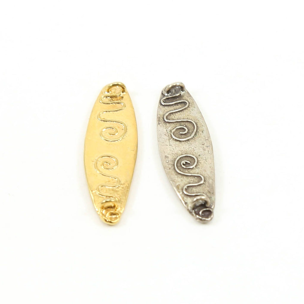32mmx10mm Sterling Silver or Vermeil Organic Natural Peace Saying with Peace
