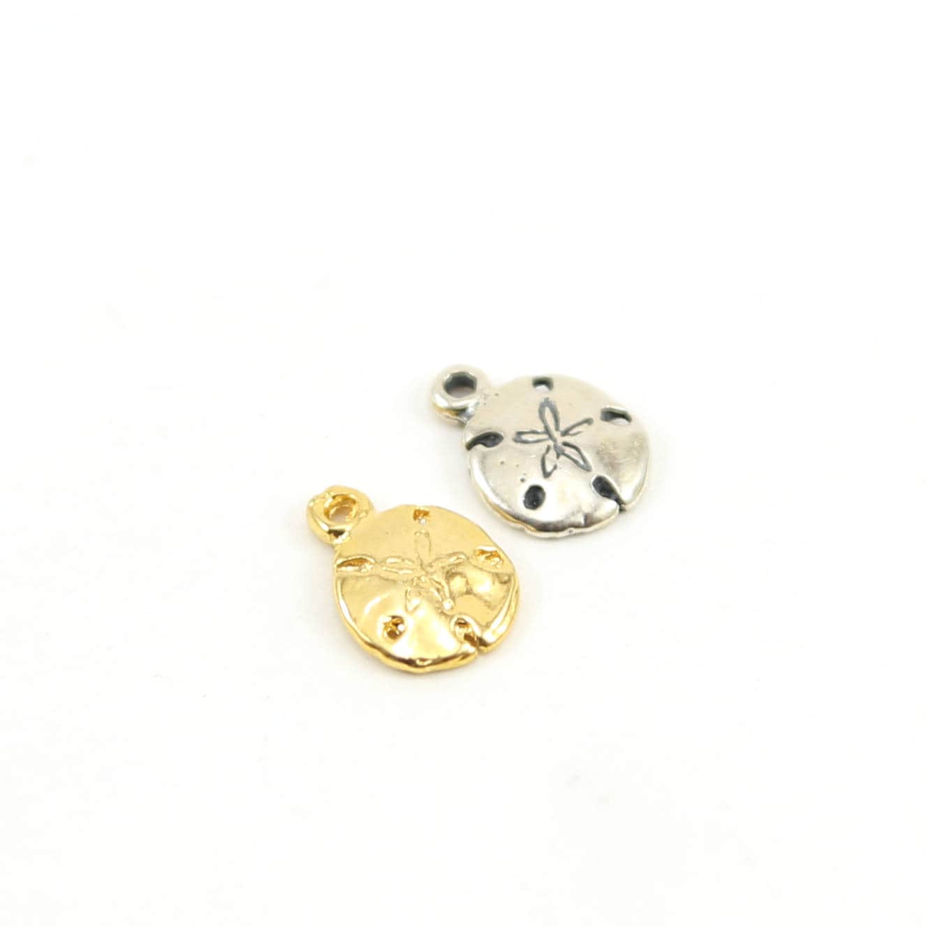 Sterling Silver or Vermeil Tiny Small Sand Dollar Ocean Nautical Charm Pendant