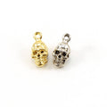 15mmx8mm Sterling Silver or Vermeil Thick Detailed Skull Pendant Halloween