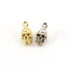 15mmx8mm Sterling Silver or Vermeil Thick Detailed Skull Pendant Halloween