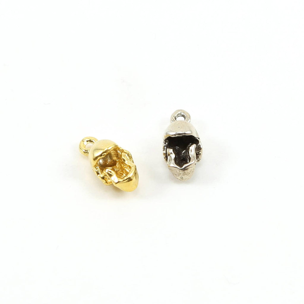 15mmx8mm Sterling Silver or Vermeil Thick Detailed Skull Pendant Halloween