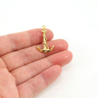 Sterling Silver or Vermeil Large Anchor Nautical Ocean Charm with Rope