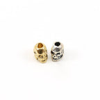 7mmx7mm Sterling Silver or Vermeil Detailed Skull Day of the Dead Bead Link