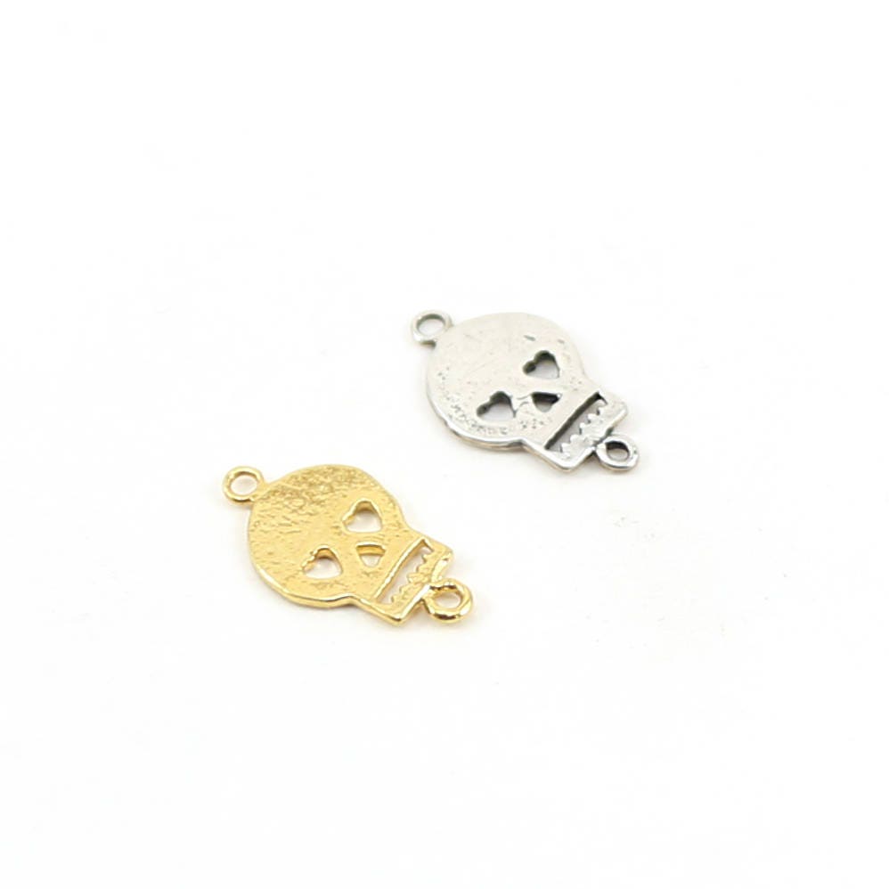 12mmx8mm Sterling Silver or Vermeil Flat Small Skull Connector Link Day