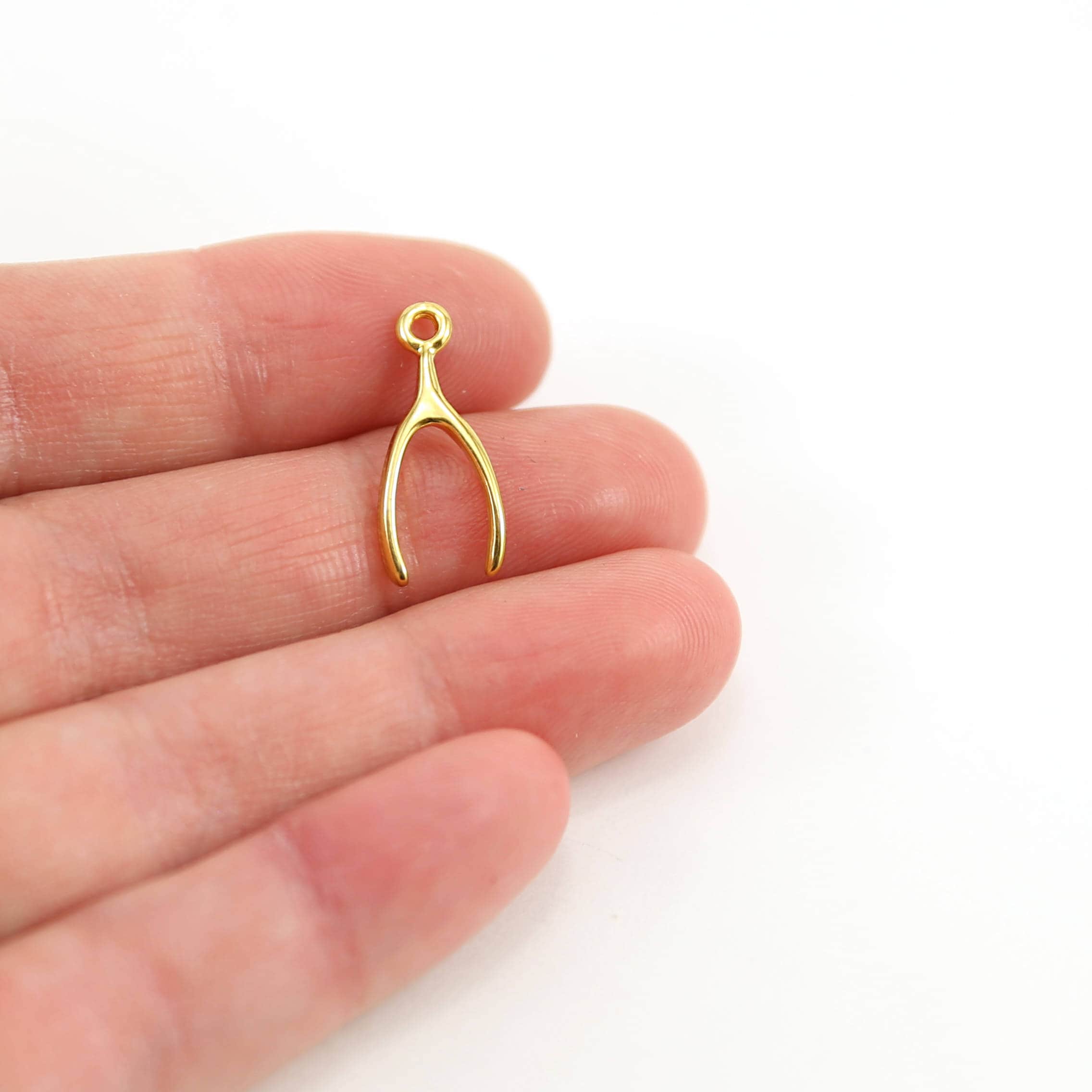 19mmx9mm Sterling Silver or Vermeil Narrow Wishbone Luck Charm Lucky